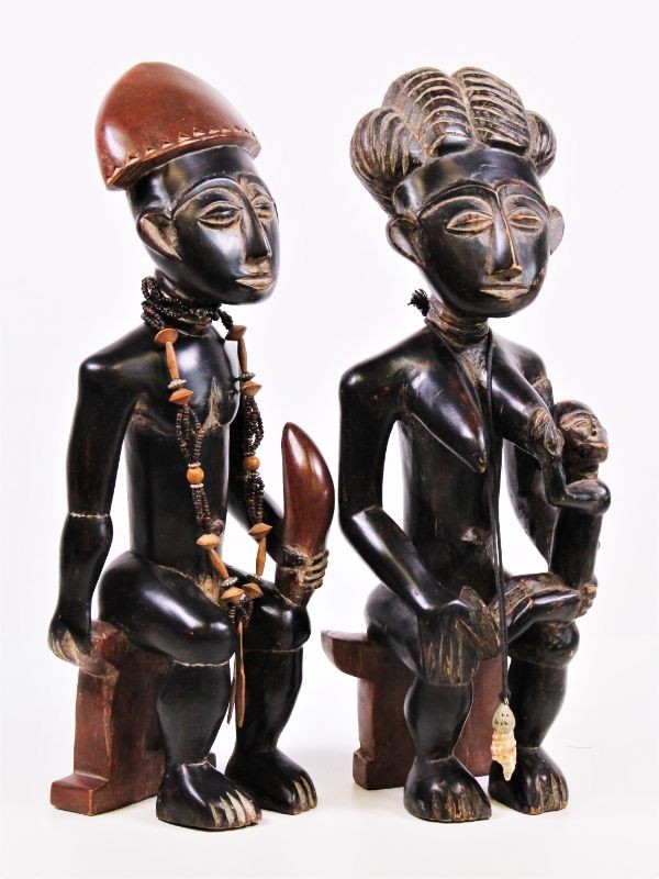 2 Authentieke Afrikaanse beelden - koppel - Ghana
